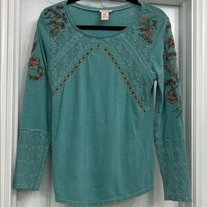 Sundance Teal Embroidered Blouse